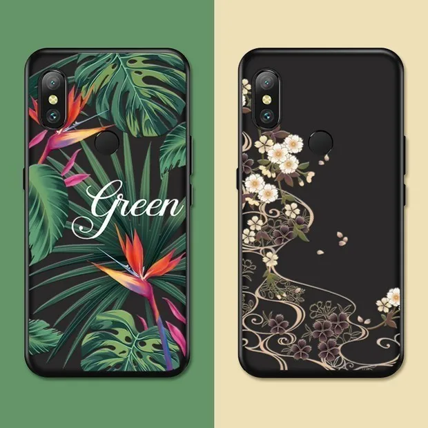 

Silicone Cover Case For Xiaomi Redmi Note 6 Pro 5 5 Plus Flower Plant Case For Xiaomi Mi A2 Lite Luxury Floral Funda Coque