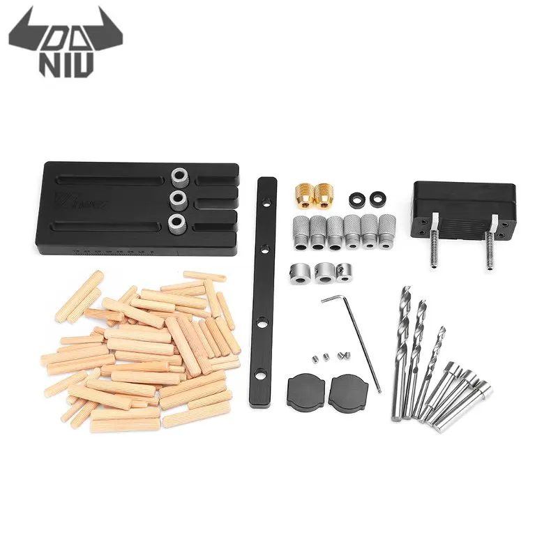 

DANIU High Strength Woodworking Dowel Jig Set Drill Guide Locator Dowelling Jig Master Kit for 6/8/10mm Dowels Black Color