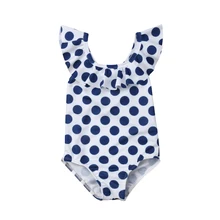Одежда для малышей в горошек для девочек купальник в горошину Комбинезон пляжный спортивный костюм, пляжный купальник Лето