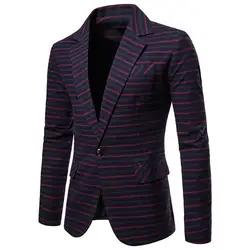 Новый 2019 пиджаки для женщин для мужчин бренд модный, застегивающийся на одну пуговицу костюм куртка хлопок Slim Fit в полоску пальто будущих