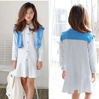 

Teen School Girl Shirts With Ruffles Cotton Shirts For Girls Long Sleeve Spring Baby Toddler Dress Striped Clothes 2019