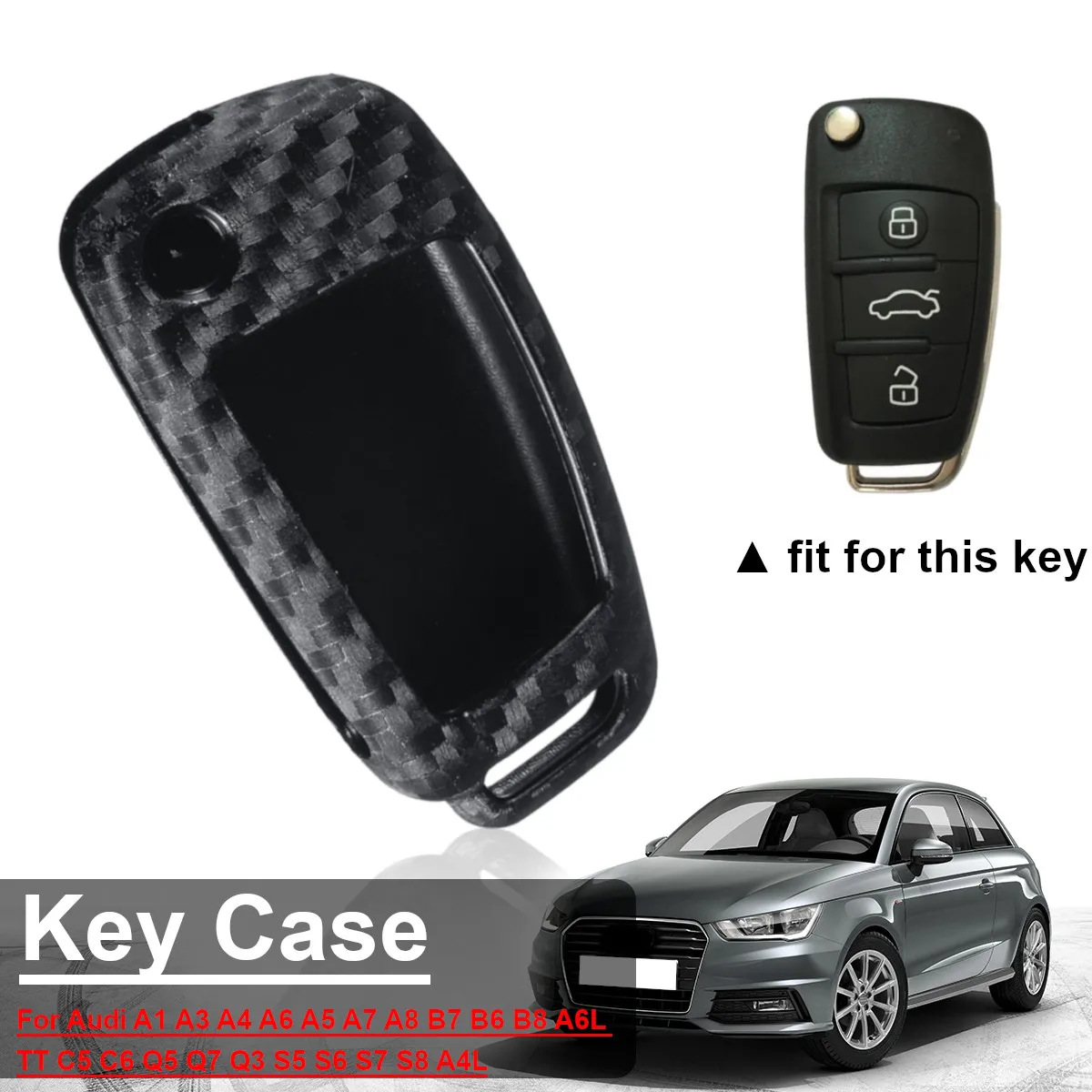 

Carbon Fiber Car Key Case Cover Holder Bag For Audi A1 A3 A4 A6 A5 A7 A8 B7 B6 B8 A6L TT C5 C6 Q5 Q7 Q3 S5 S6 S7 S8 A4L