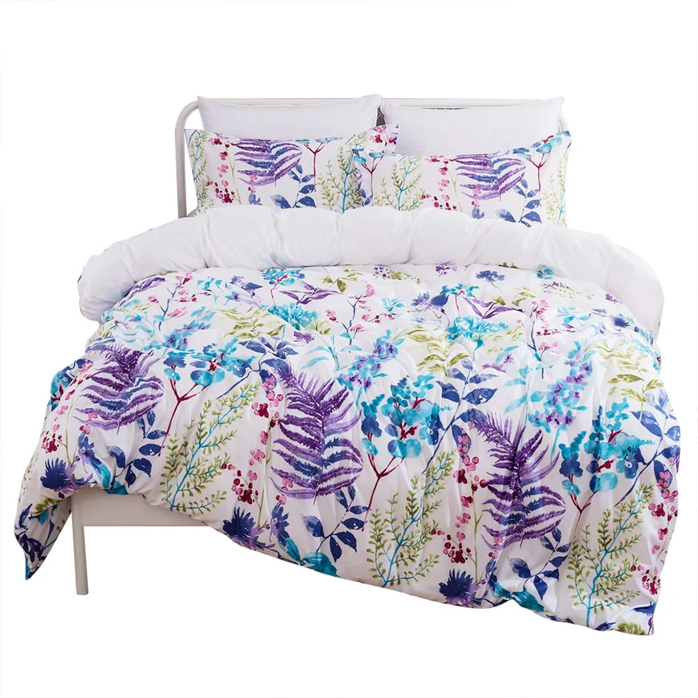 

3 Pcs / Set 3D Plant Printing 100% Polyester Bedding Set Pillowcase Duvet Cover Nordic Double Bed Covers