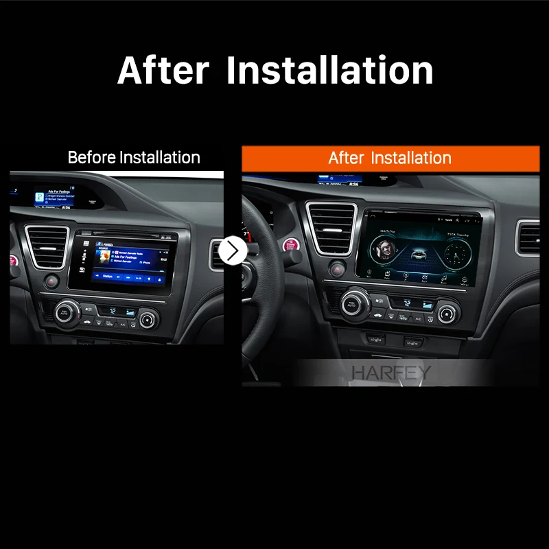 Top Harfey Android 8.1 9" for HONDA CIVIC 2014 2015 2016 2017 HD Touchscreen Radio GPS Navigation head unit with Bluetooth WIFI 5