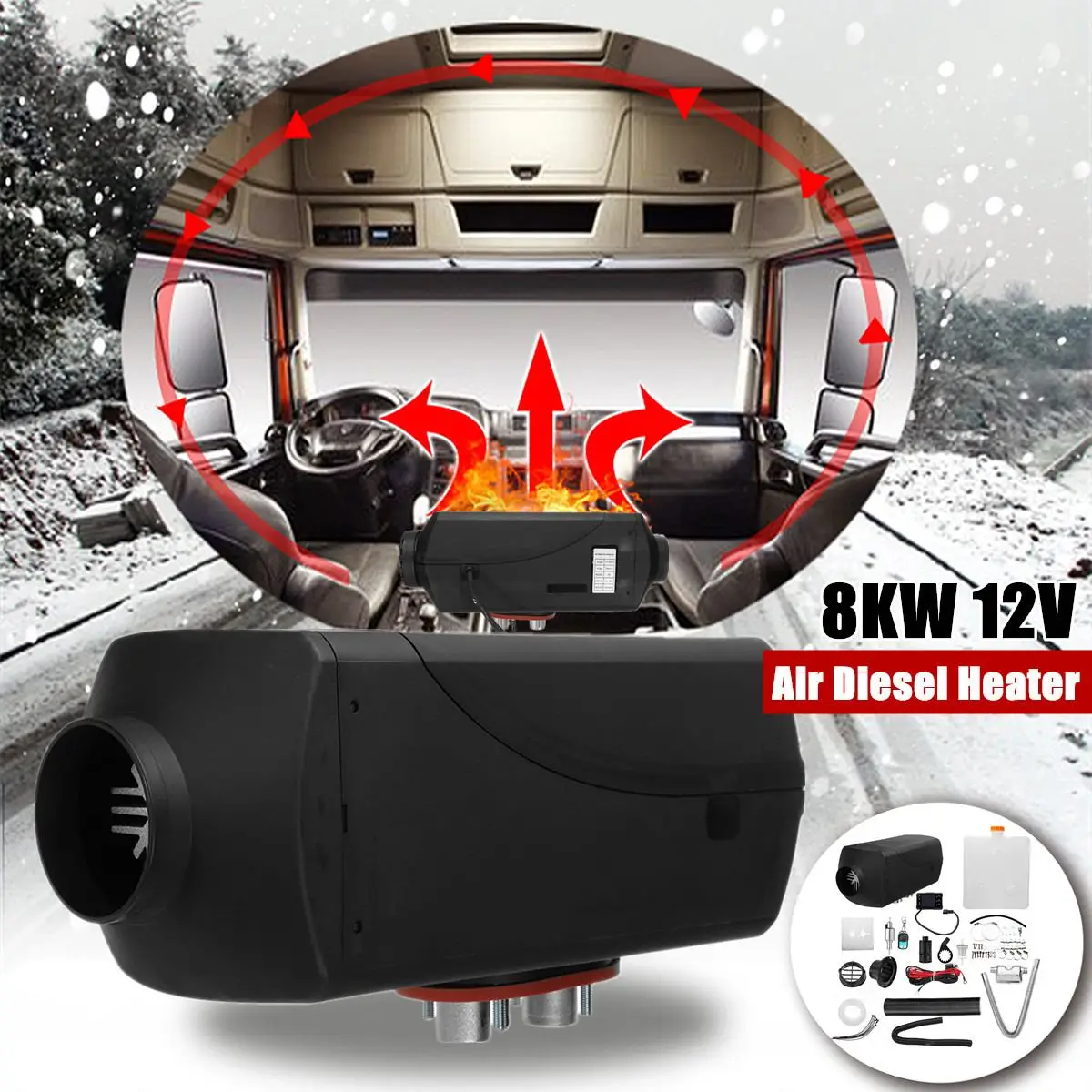 

8KW 12V Car Heater Air Diesels Heater Parking Heater With Remote Control LCD Monitor for RV Motorhome Trailer Trucks Boats