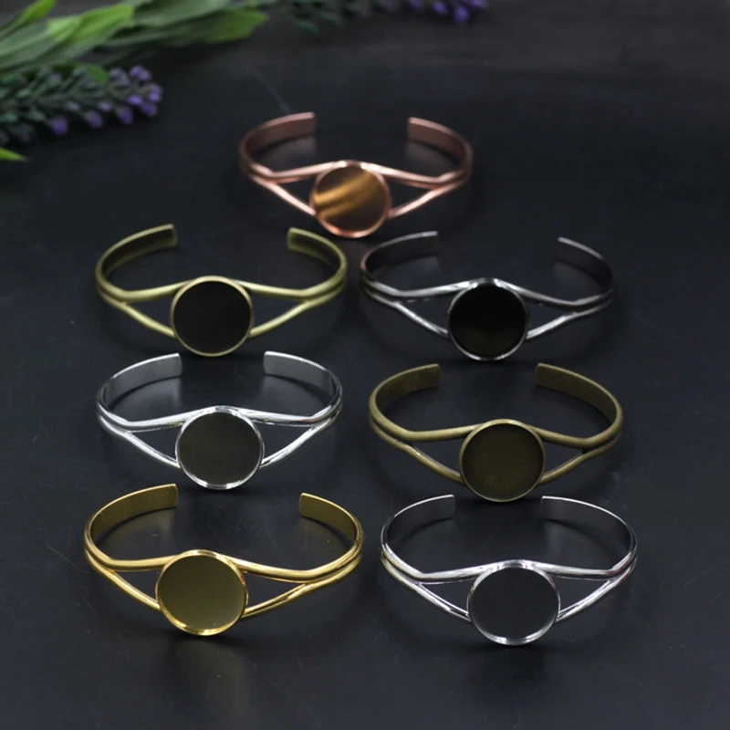 

20mm 7 Colors Plated V Shape Bangle Settings Bracelet Cabochon Base Cameo Blank Bezel Tray High Quality DIY Accessories(06827)