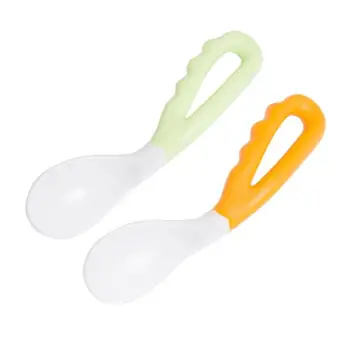 

2pcs Baby Pacifier Feeding Spoon Curved Spoons Infant Safe Training Scoop Pacifier Bending Spoon Curved Flatware Healthy For Kid