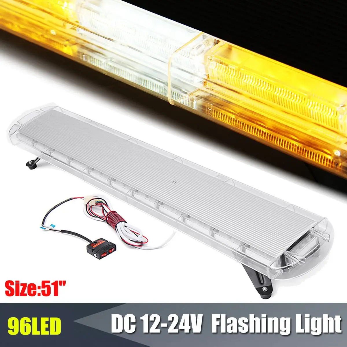 

Autoleader 12V/24V Led strobe Flash Warning Light bar Car Trucks Beacons Safety Emergency Lights Lightbar Amber Yellow