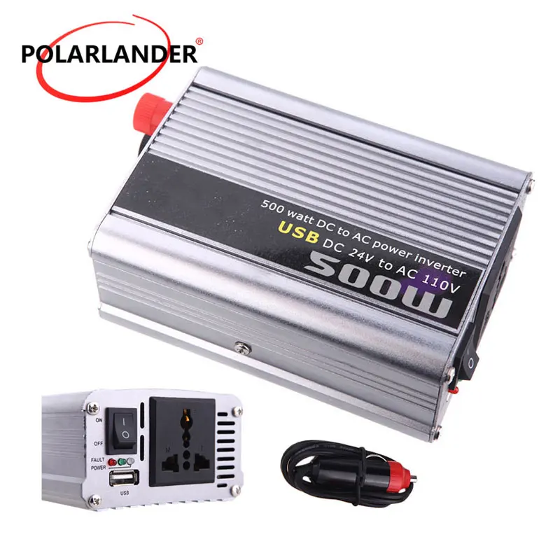 Автомобильный 24 V до 220 V/Мощность Инвертор 500 W 24 V до 110 V/12 V постоянного тока до 220 V/с USB модифицированный 12 V постоянного тока до 110 V/Синусоидальная волна