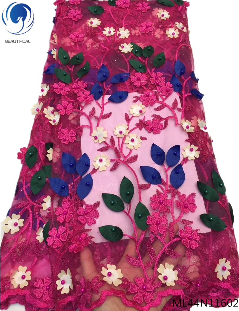 

Beautifical african french high quality mutil color laces fabrics with beads nigerian lace fabrics for women 5yards/lot ML44N116