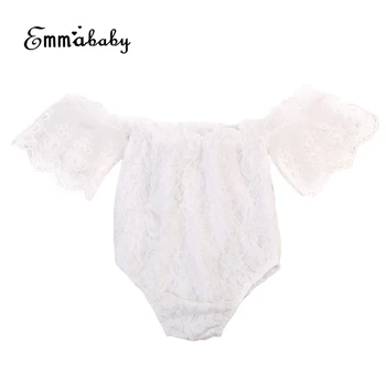 

Newborn Baby Girls Lace Crochet Off Shoulder Floral Bodysuit Babies Lovely Flower Tutu One Piece Jumpsuit Outfit Sunsuit 0-24M