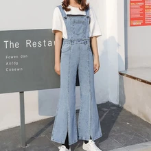 Винтаж Flare denim Комбинезоны Джинсы для женщин широкие джинсы комбинезон женский ремень клеш джинсовые комбинезоны на молнии