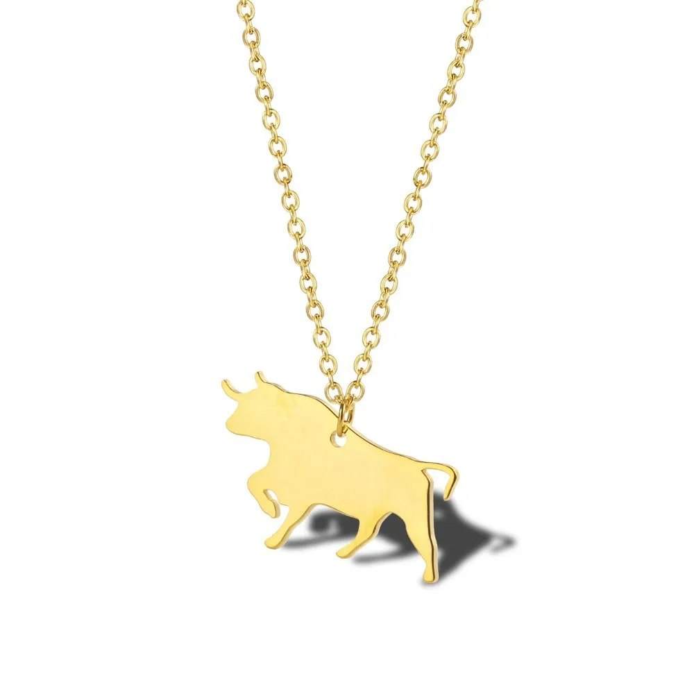 

Stainless Steel Cow Necklace Cattle Jewelry Pet Faith Necklaces Farm Animal Pendant Bullfighter Lover Gift For Women Men