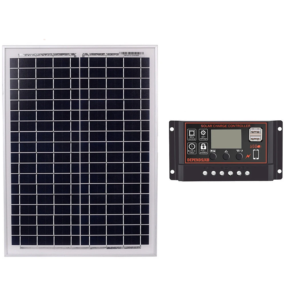 

Solar Panel 18V20W Black Solar Panels + 12V/24V Solar Controller With USB Interface Battery Travel Power Supply