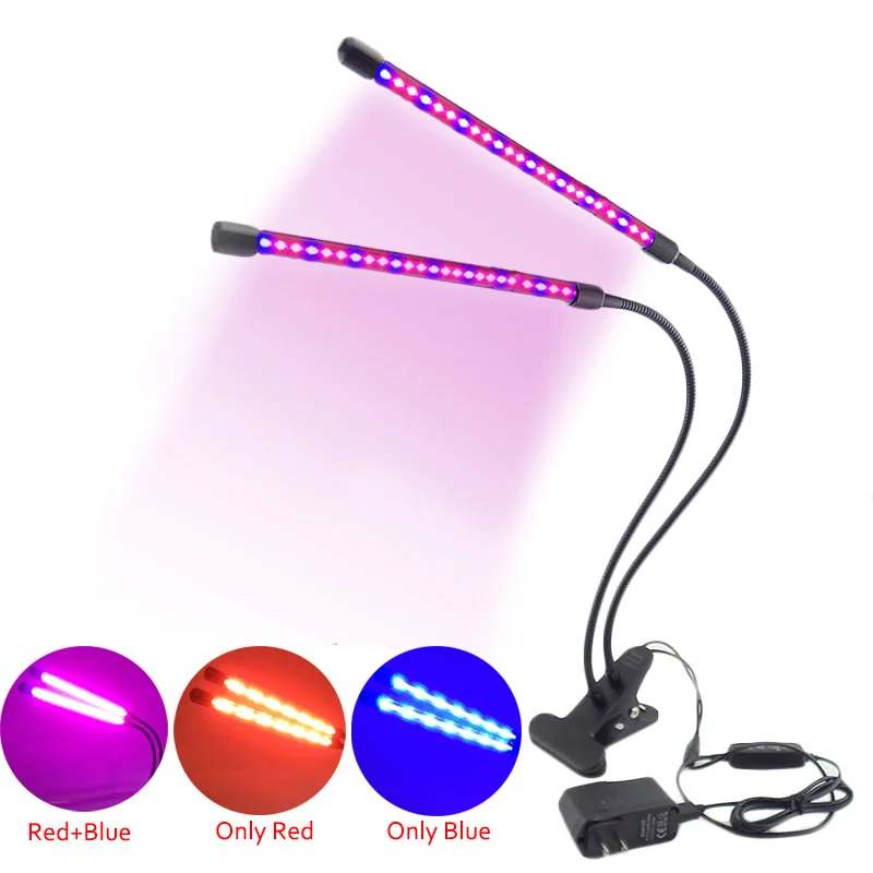 

Flower Grow Lamp USB Plant Light With Controller Adjustable Levels Greenhouse Phyto Growth Red Blue LED Lights 2 Head Fitolamp
