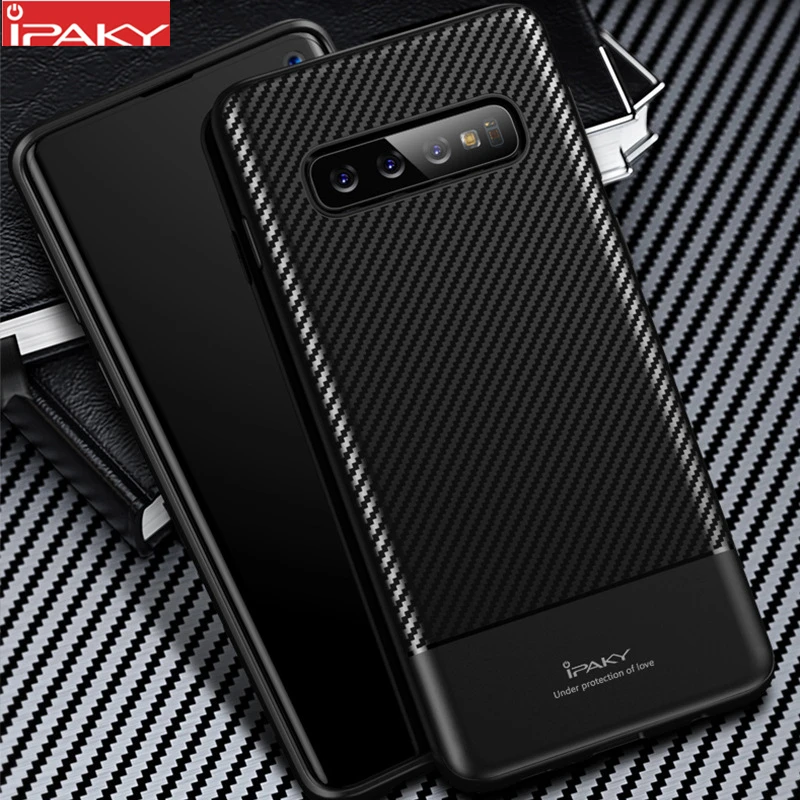 

for Samsung S10 Case IPAKY S10e Carbon Fiber Skin Hybrid Silicone Protective Soft Cover for Samsung Galaxy S10 Plus Case
