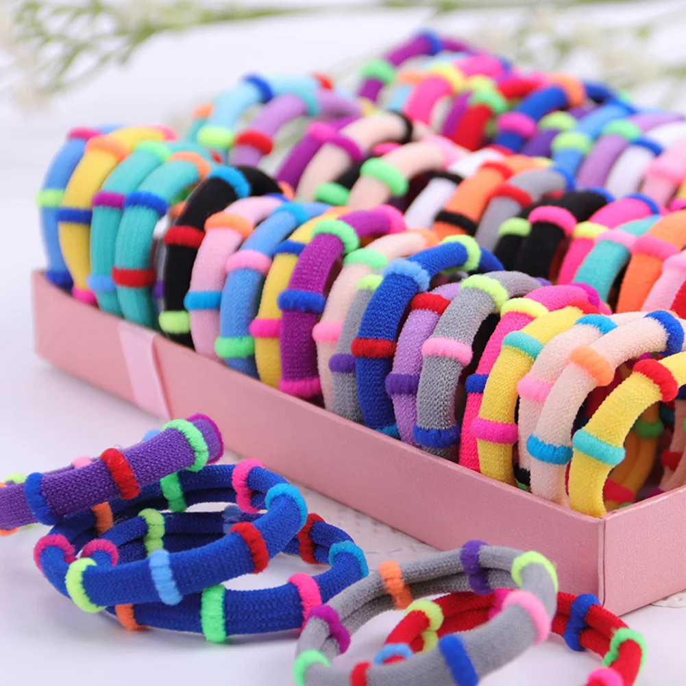 20Pcs Candy Color Elastic Hair Rope Striped Girls Cute Acc Sweet Pink