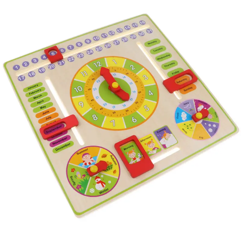 

Kids Calendar Board My First Clock Preschool Educational&Learning Wooden Toy