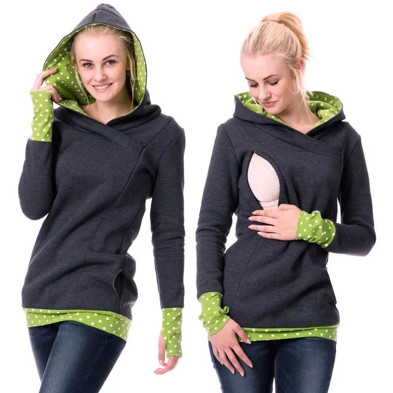 

Autumn Winter Warm Nursing Maternity Hoodies For Pregnant Women Breastfeeding Pregnancy Hooded Top Maternity Lactation Sweater