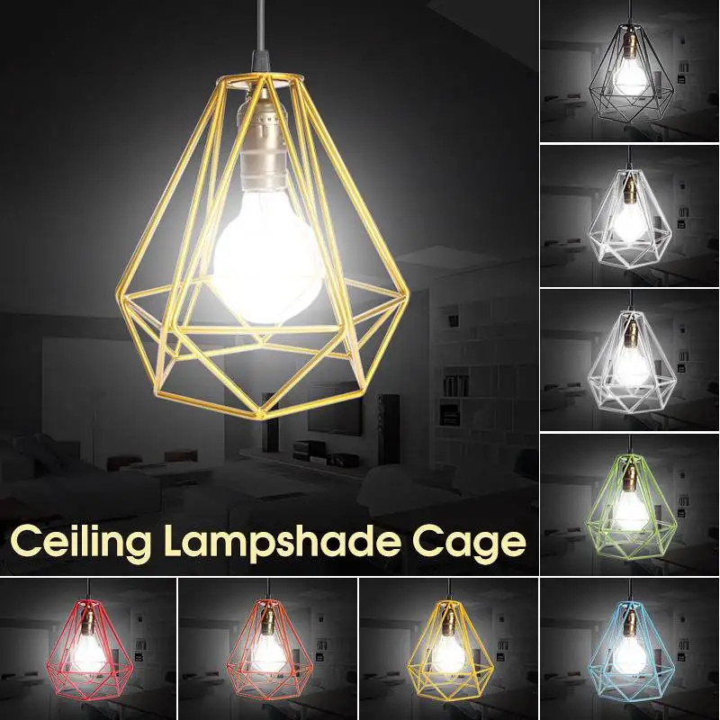 

Best Price Lampshade Modern Lamp Cover Loft Industrial Edison Metal Wire Frame Ceiling Pendant Hanging Light Lamp Cage Fixture