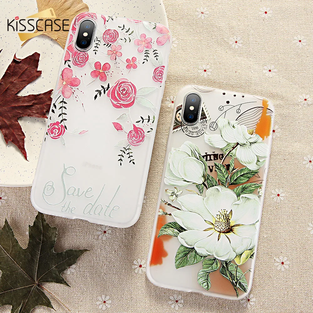 KISSCASE 3D Рельефный цветочный чехол для телефона Huawei Nova 2 Plus 3 3i Мягкий силиконовый