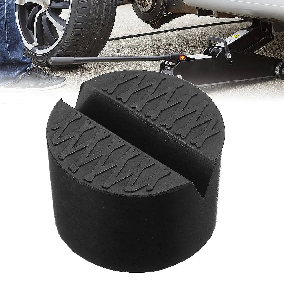 1PC Car Slotted Frame Rail Floor Jack Guard Adapter Lift Black Rubber