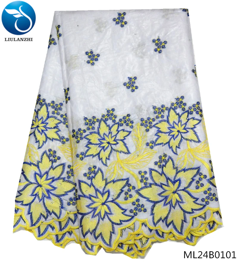 

LIULANZHI cotton bazin fabrics 2019 new design african fabric riche fabric tissu bazin cotton embroidered 7yards ML24B01