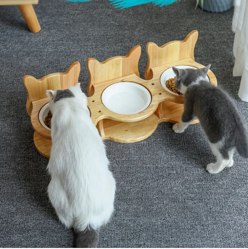

Pet Stainless Steel tableware Pet Feeding and Drinking Bowls with Bamboo Frame Dog Feeders Pet Supplies Cat Dining Table CW209