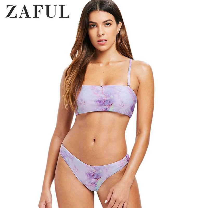 zaful high cut bandeau bathing suit