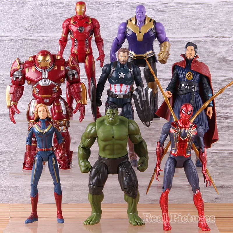 Avengers Endgame Captain Marvel Thanos Captain America Iron Man Doctor Strange Hulk Spiderman Action Figure Toy Set with Light