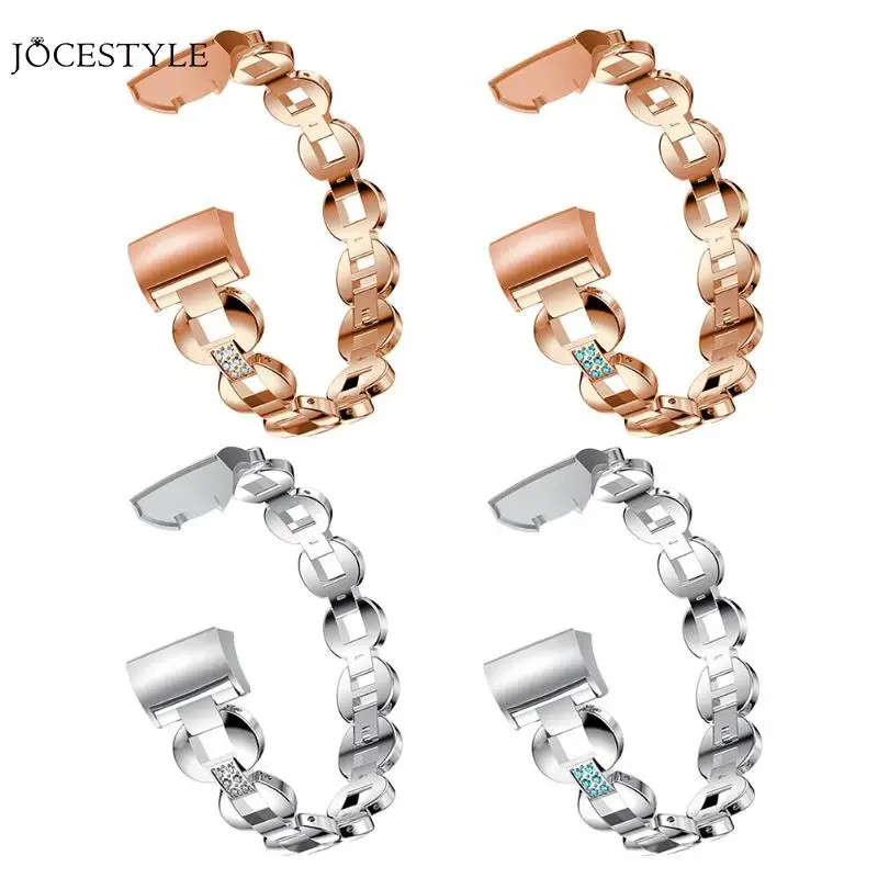 

Zinc Alloy Crystal Adjustable Watch Band Wrist Strap for Fitbit Charge 3 Replacement Bangle Watch Accessories