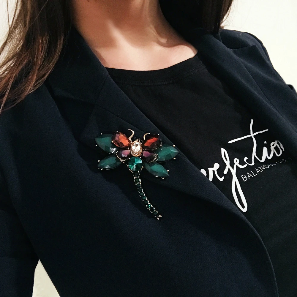 

Rinhoo 3 Colors Cute Animal & Insect Dragonfly Brooches Pins for Women Blue Crystal Brooch Clothing Accessories Fashion Jewelry