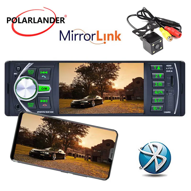  Enlace de espejo 41 ''FM 12V para teléfono Android Audio estéreo Bluetooth TF/USB/AUX en DVR/entrad