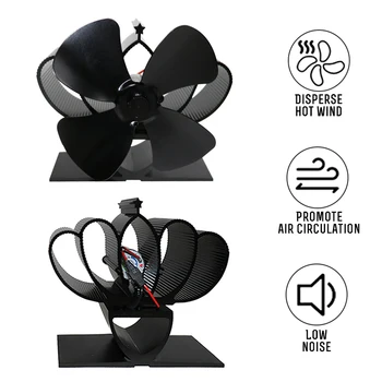 

Mini Multi-color 4 Blades Stove Fan Heat Powered komin Wood Burner Eco Fan Silent Home Efficient Heat Distribution Fireplace Fan