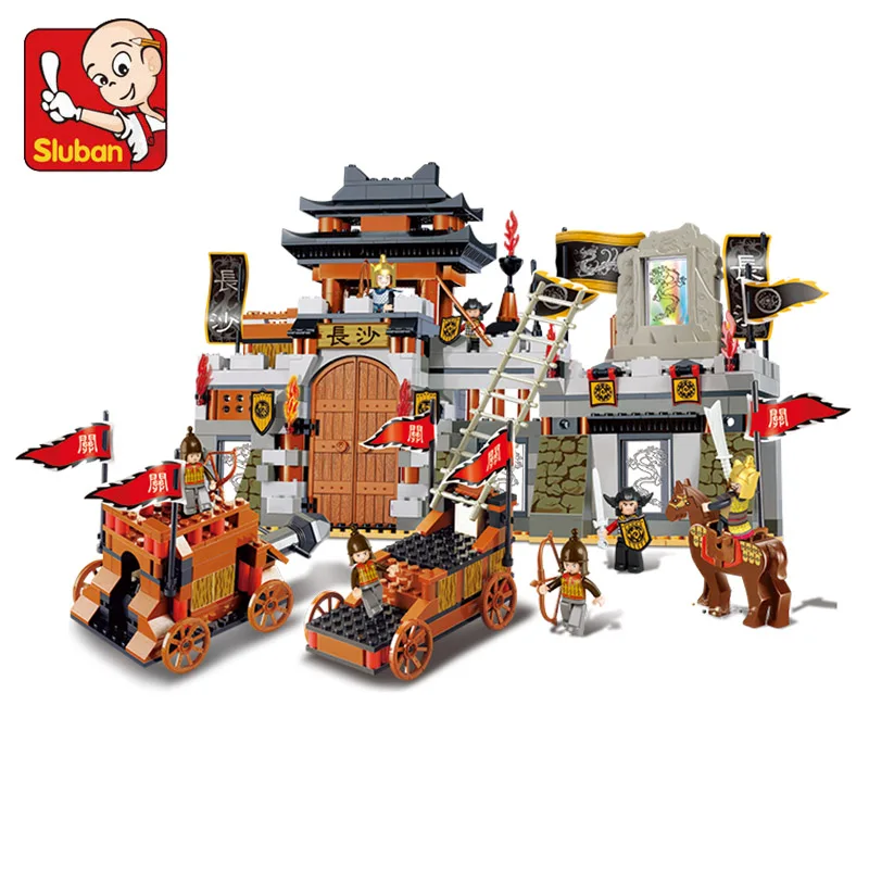 

Sluban B0266 Three Kingdoms Military War Castle Soldier Car 3D Model DIY Building Blocks Bricks Assembly Toy fit Legoings no Box