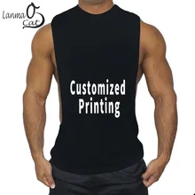 Lanmaocat одежда для бодибилдинга для мужчин, свободная майка для фитнеса, майка с принтом на заказ, открытая спортивная майка, топ для спортзала