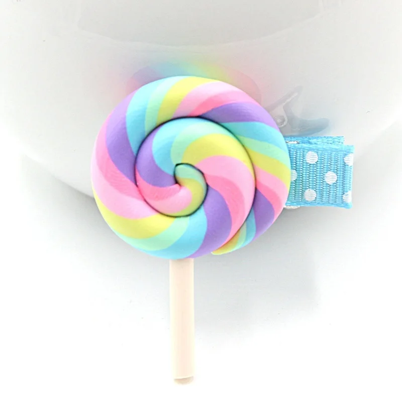 

1pcs Creative New Lovely Girls Hairpins Baby Polymer Clay Stereo Cartoon Biscuits Candy Hair Clips Kids Children Accessories