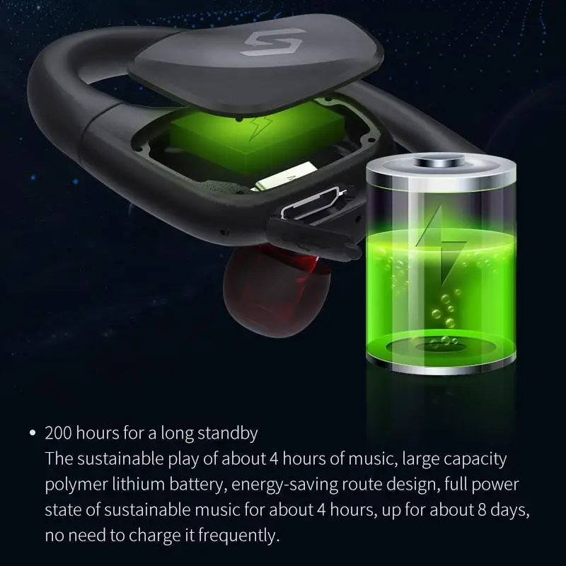 SHINECON Bluetooth гарнитура наушники водостойкие спортивные 4 2 с зарядным кабелем