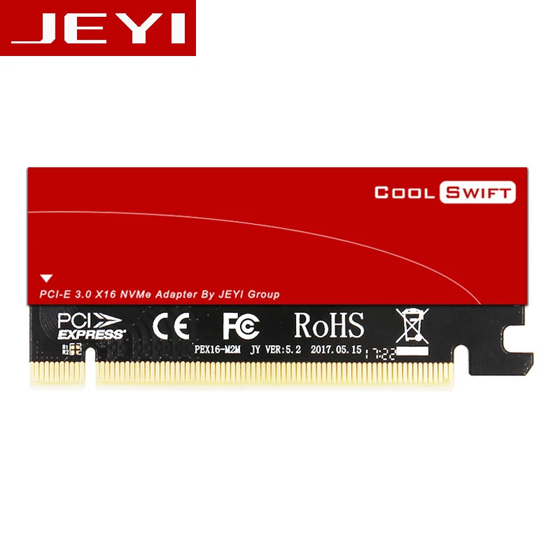 JEYI Cool Swift NVME M.2 X16 PCI-E Riser Card 2280 теплопроводность кремниевые пластины охлаждения пыленепроницаемый алюминиевый лист золотой стержень