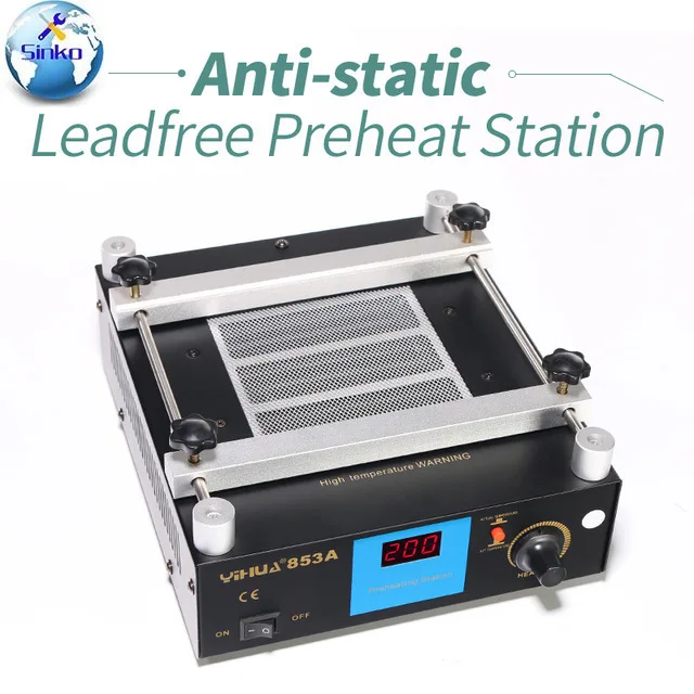 

YIHUA 853A Digital Display Preheating Station Anti Static Constant Temperature BGA Rework Station Mobile Phone Preheater PCB Kit