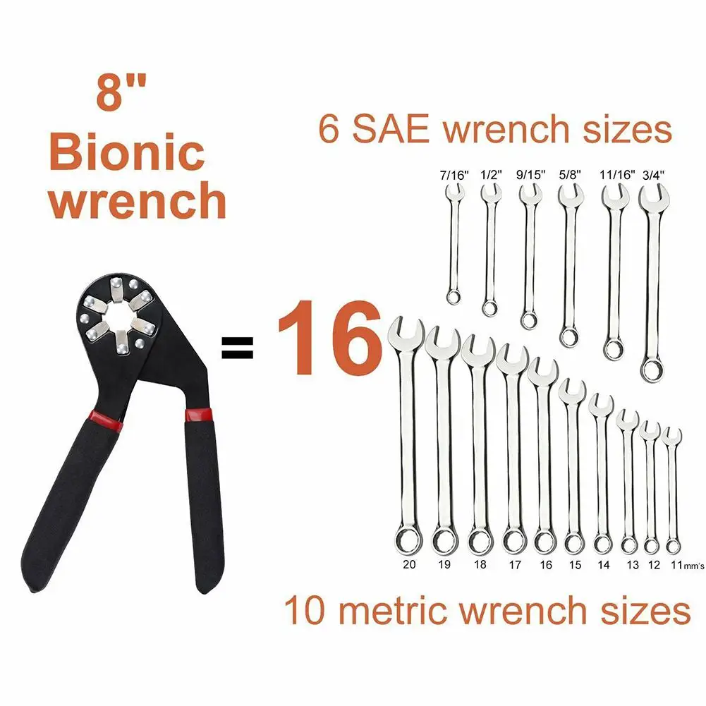 AKDSteel Inch/8 Inch adjustable Magic Wrench Multi-function Purpose Spanner Tools Universal Grip Wrench Pipe Home Hand Tools