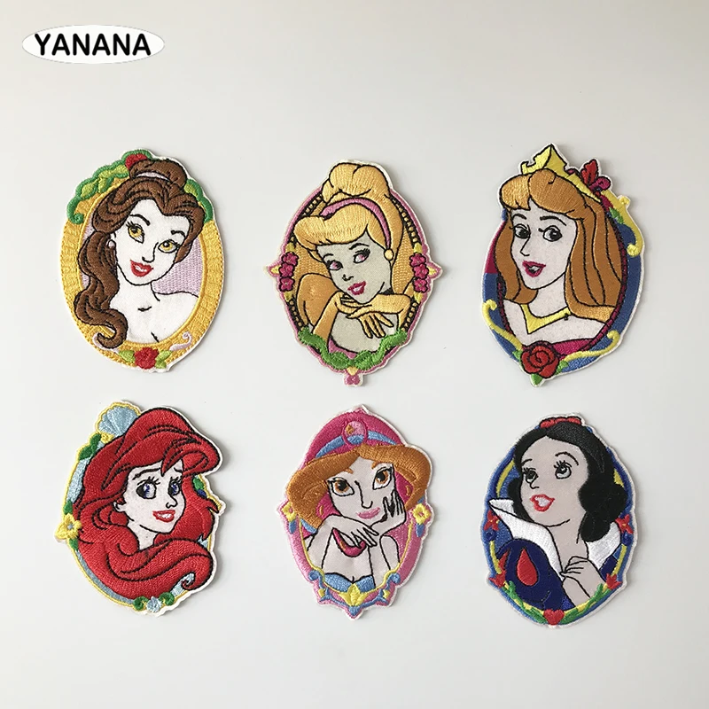 

Beautiful and lovely princess Head portrait Badge Iron on stickers Patches for Clothes Hat DIY Individual clothing stickers