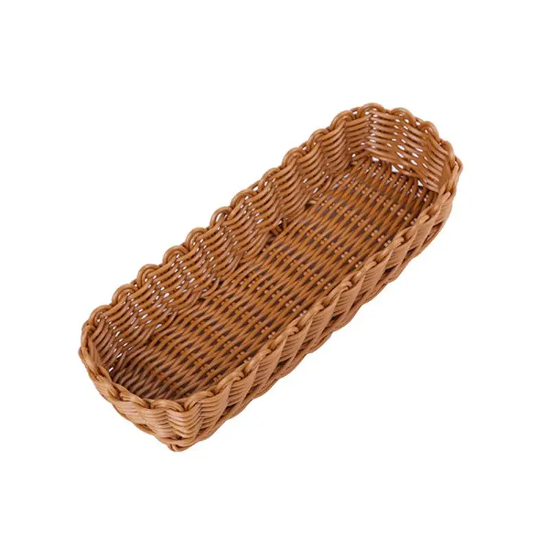 

1 PC Imitative Rattan Woven Basket Desktop Knife And Fork Storage Box Tableware Organizer For Restaurant Hotel Home (Coffee)