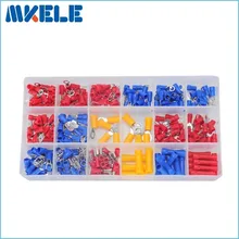 295Pcs/box 18 Types Insulated Terminals Electrical Crimp Connector Spade Ring Fork Assortment Kit With Box 420pcs box 18 type cold naked terminal kit non insulated ring fork u type terminals assortment cable wire connector crimp spade