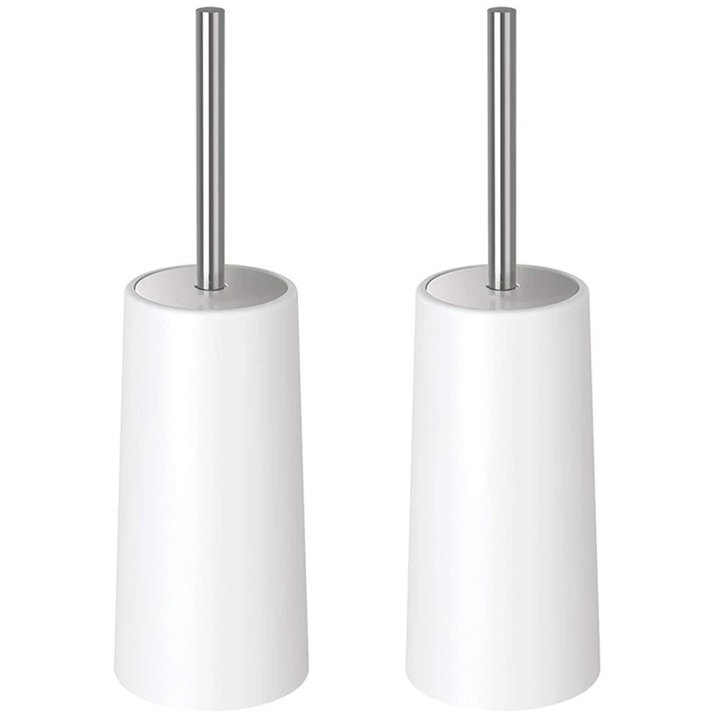 

Toilet Brush With Holder -Heavy Duty Stainless Steel Upgraded Length Handle Bowl Scrubber Cleaner Set,2 Pack Durable Shed-Free
