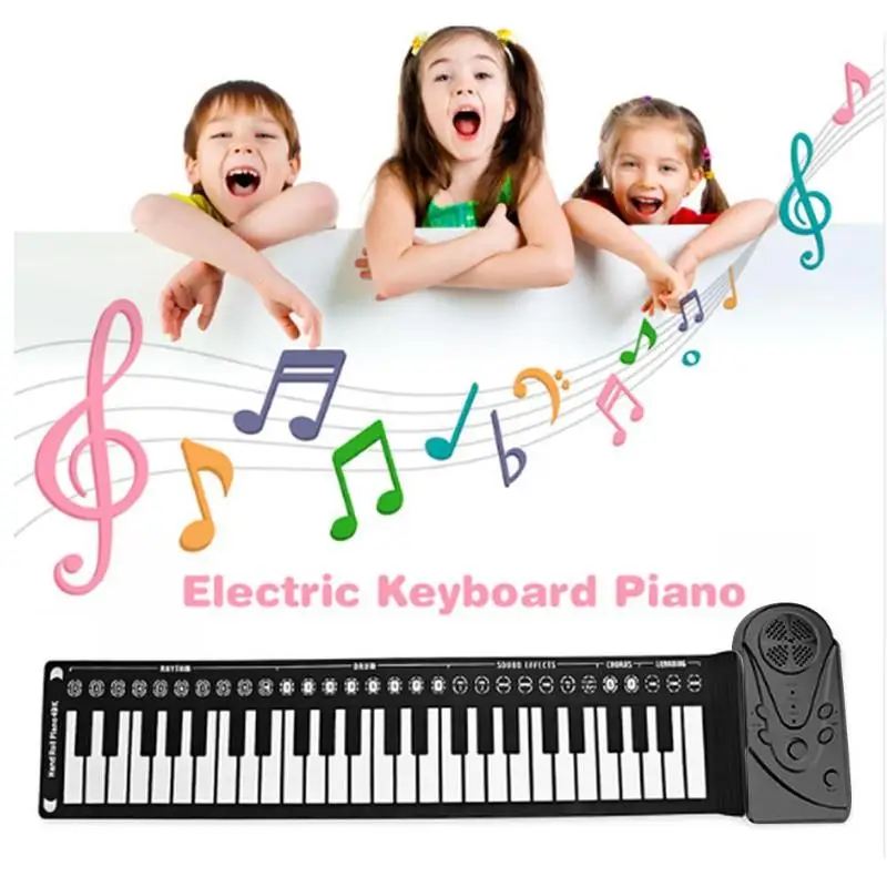 Portable Flexible Roll Up Electronic Piano 49/61/88Keys USB Rechargeable Digital Keyboard