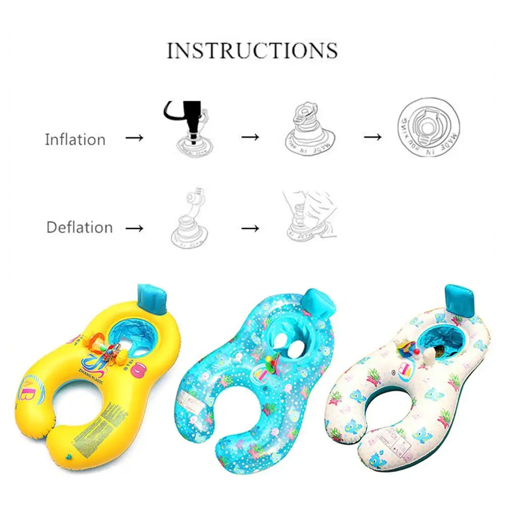 

Children's Swimming Ring Parent-child Double Interactive Mother Child Thickened Inflatable Multi Color Ring Cartoon Lifebuoy Sea