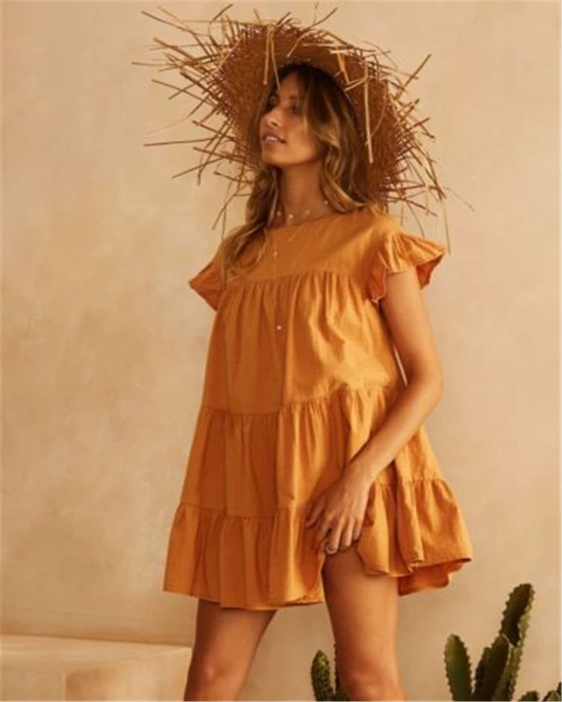 Casual Fall 2019 Women Short Sleeve Solid Color Fluffy Dress Autumn Ladies Bodycon Black Red O Neck Vintage Mini Dresses