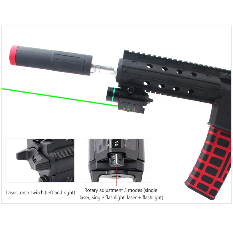 3 режима красный/зеленый точечный лазерный прицел Пикатинни винтовка охотничья оптика и 200 люмен фонарик комбинированный с компактным рельсовым креплением