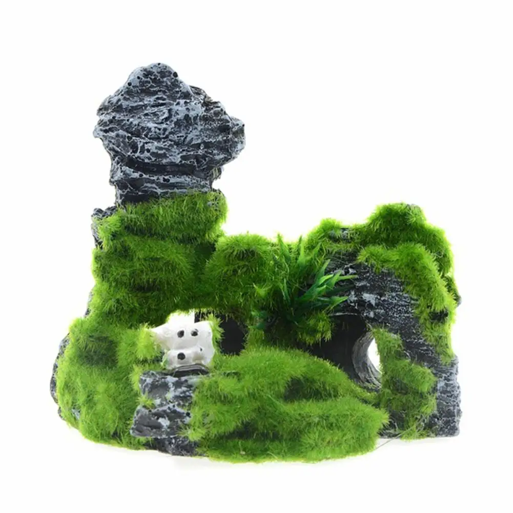AsyPets Artificial Moss Rock Cave Fish Tank Aquarium Decoration Random ... Moss On Rocks In Aquarium